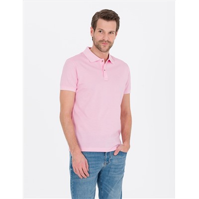 Pink Slim Fit Polo Yaka Mercerized T -For