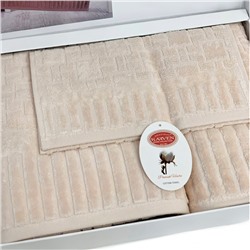 Набор полотенец Карвен Lux Cotton PIANO махра 30*50/50*90/70*140  HS 1709 v1 somon/персиковый (Акция)