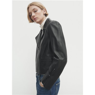 Cazadora biker piel negra