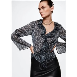 Blusa fluida estampado floral -  Mujer | MANGO OUTLET España