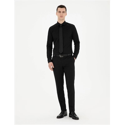 Черный бывший Slim Fit Основная рубашка с длинным рукавом