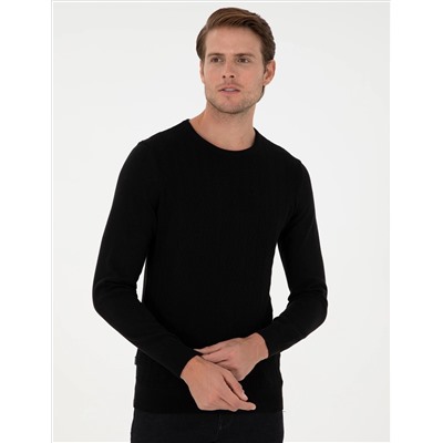 Black Slim Fit Bike Yaka Knitwear свитер
