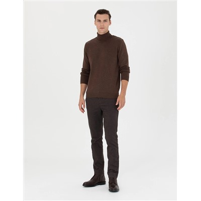 Brown Slim Fit Fisherman воротниц Основной вязаный свитер