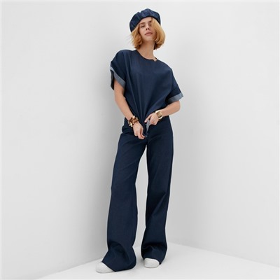 Футболка женская оверсайз MINAKU:  Jeans Collection цвет синий, р-р 44