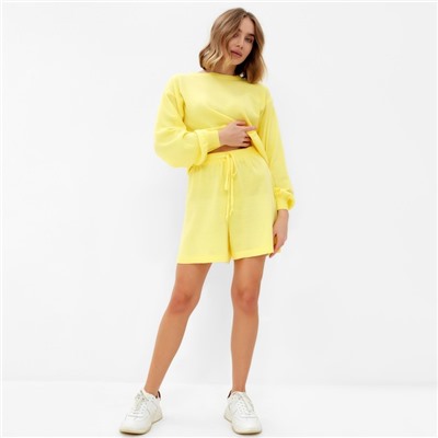 Комплект женский (джемпер, шорты) MINAKU: Casual Collection цвет лимон, р-р 52