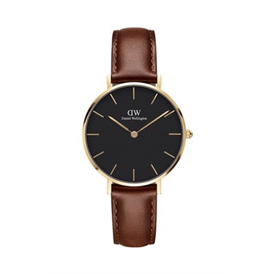 Reloj de cuarzo de piel y chapado en oro amarillo Petite St Mawes