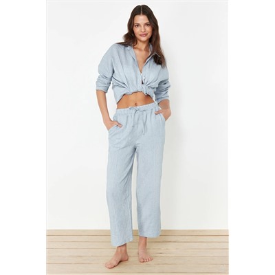 Blue Weaving Print Prants Set Tbess24au00068