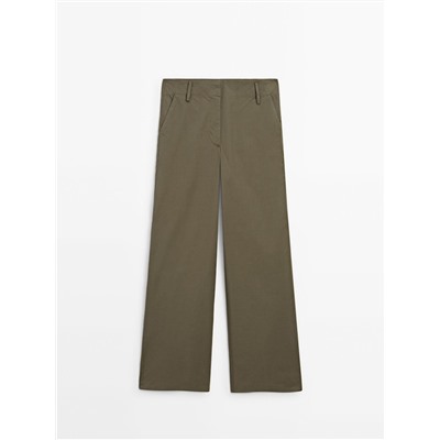 Pantalón popelín tiro bajo