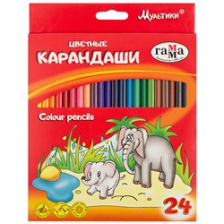 УЦЕНКА - Карандаши цветные Гамма "Мультики", 24цв., трехгранные, заточен., картон. упаковка, европодвес