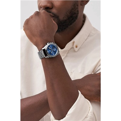 Reloj de cuarzo de acero Privateer - Cronógrafo - Gris oscuro y azul