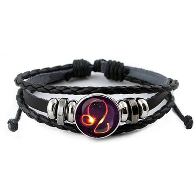 BSK-0328 Кожаный браслет Знаки Зодиака - Лев
