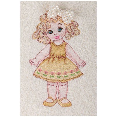 ПОЛОТЕНЦЕ МАХРОВОЕ "ЛЮБИМАЯ КУКЛА",50Х90,ШАМПАНЬ,ВЫШИВКА