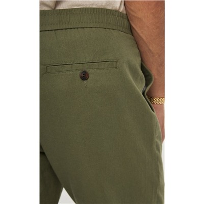 Брюки льняные мужские F211-0871 оливковые