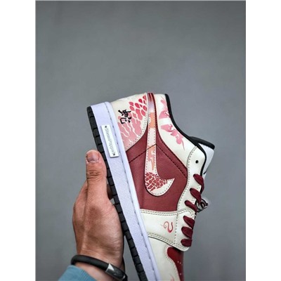 Баскетбольные кроссовки Air Jordan 1 Low, выполненная по индивидуальному заказу синхронизация Года змеи