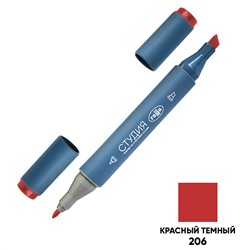 Маркер двусторонний для скетчинга Гамма "Студия", красный темный, корпус трехгранный, пулевид./клиновид. наконечники