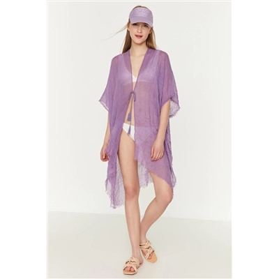 Женское тонкое пляжное парео фиолетового цвета, модель LCH-PREO-PURPLE