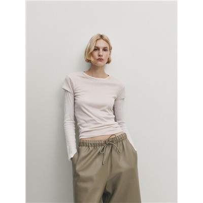 Pantalón culotte piel napa