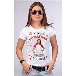 Футболка на День рождения (фото и имя) женская