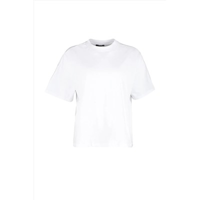 Белый воротник Ribanı Wide Basic Basic Basic Flothing Fit Fit Tbbss23bf00017