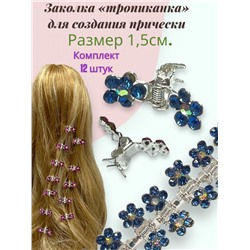 Мини крабики для волос "Тропиканка" 12 шт БН7 Цвет 11