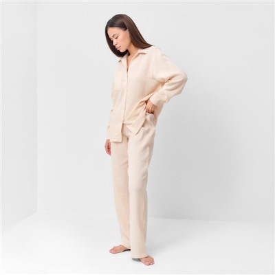 Комплект домашний женский (рубашка, брюки) KAFTAN Basic размер 48-50, молочный