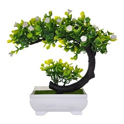 TCV022-01 Искусственное растение Бонсай Вишня в горшке, 20х18х12см, цвет белый