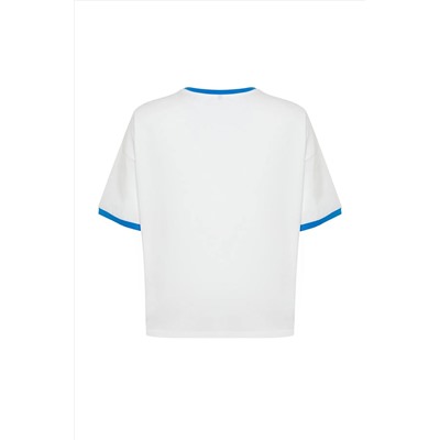 Ekru Unisex Oversiz Casual 100 %хлопковая пара вязание футболка TBBSS24BF00033