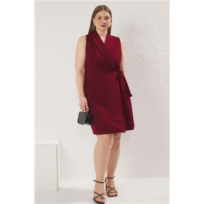 Burgundy Flat Cruve Woven Платье TBBSS23AH00254