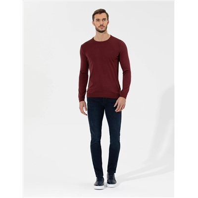 Bordeaux Slim Fit Bicycle Neck Basic Knitwear Казах