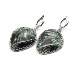Серьги серафинит 28*34мм.