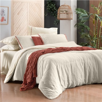 Постельное белье Sarev Mood Comfort жатый хлопок 1.5 спальн. N353 PALENCIA v1/Ekru