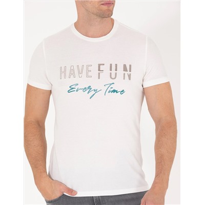 Ekru Slim Fit Printed Bike Bike T -For
