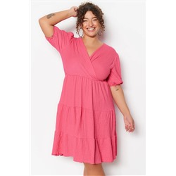 Fuchsia Skater v -neck Cruve закрывает вязаное платье с большим размером TBBSS22EL2987