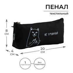 Пенал школьный текстильный «Не умничай» , 20×8×3 см