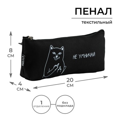 Пенал школьный текстильный «Не умничай» , 20×8×3 см