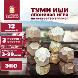 Балансир-головоломка "Башня Туми Иши", 12 деревянных камней, ЗОЛОТАЯ СКАЗКА, 665258