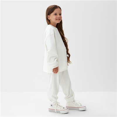 Костюм детский (свитшот, брюки) KAFTAN Plushy р.34 (122-128), белый