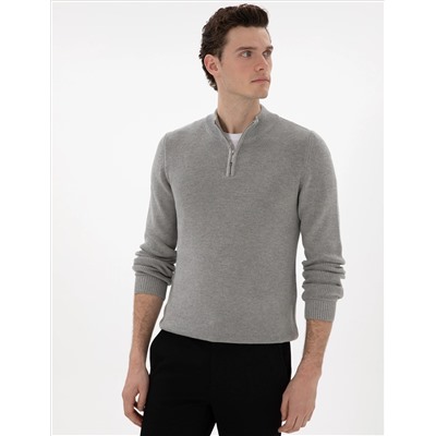 Серый меландж Slim Fit Zippered