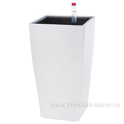 Кашпо PLANTA VITA "Conic Silk white" с автополивом (пластик), 14х14хH26 см