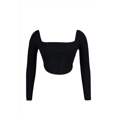 Black Fittili Biye Подробная вязаная блузка TBBAW23AF00118