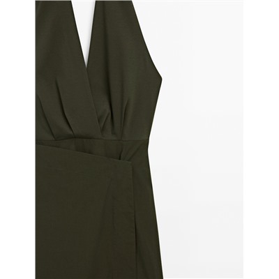 Vestido midi halter popelín