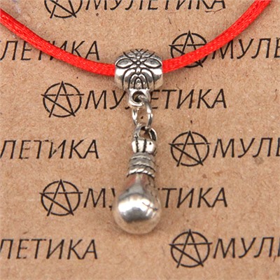 KB044 Браслет на красной нити Мешок долларов (богатство), цвет серебр.