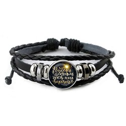 BSK-0489 Кожаный браслет Чудеса там, где в них верят