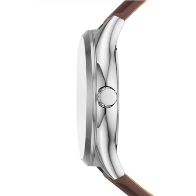 Reloj de cuarzo de piel - Marrón oscuro y plateado