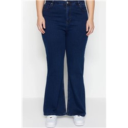 Индиго высокая талия комфорт испанский папсовый вспышка Flare Fit Jeans TBBAW23JE00001