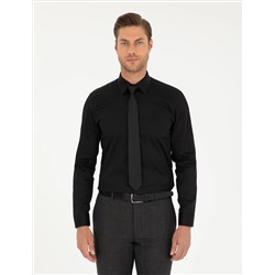 Black Slim Fit Basic рубашка с длинным рукавом