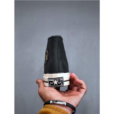 Новый зимний стиль с золотой пряжкой из кожи и меха версия Convers*e CHUCK 70 plus