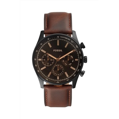Reloj de cuarzo de piel Sullivan - Taquímetro - Marrón y negro