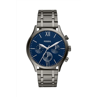 Reloj de cuarzo de acero Fenmore - Plateado y azul