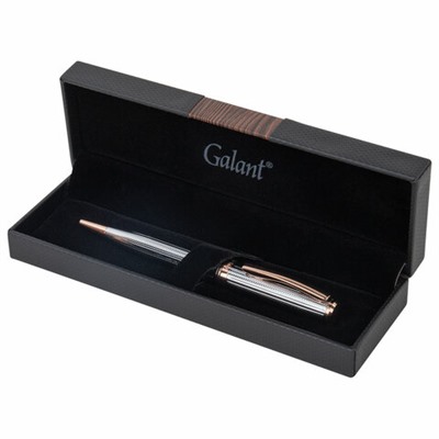Ручка подарочная шариковая GALANT "Epsilon", корпус серебро, детали розовое золото, узел 0,7 мм, линия письма 0,5 мм, синяя, 144171